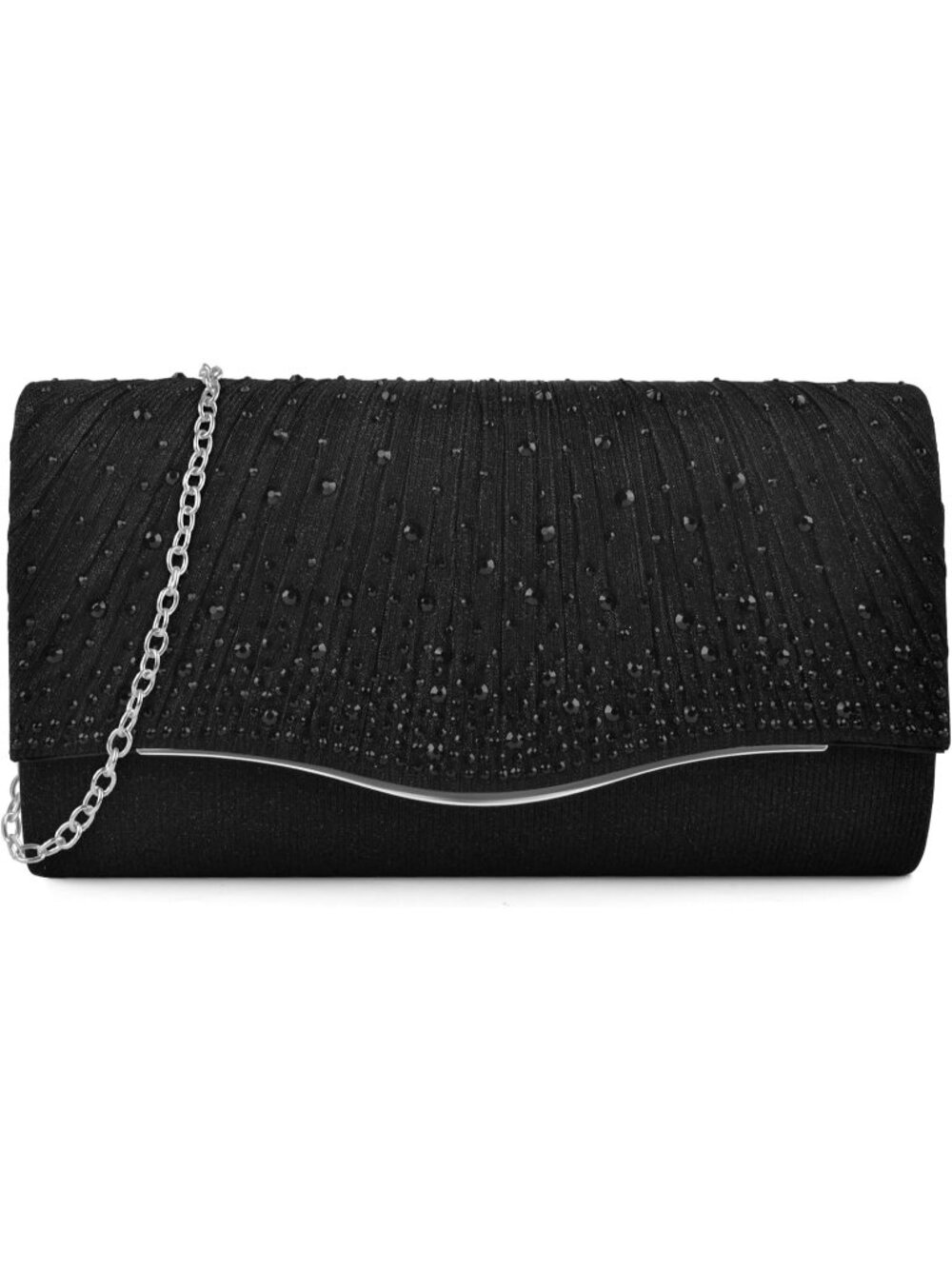 Women's C Black Suede Envelope Clutch Purse Formal Evening Wedding Party Bag